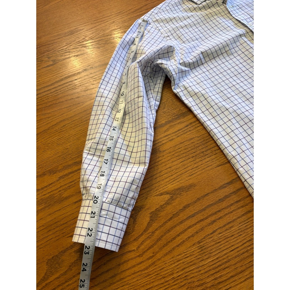 Polo Ralph Lauren Men's Custom Fit Dress Shirt 16 32/33 White Blue Windowpane - Picture 7 of 8
